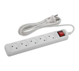 Удлинитель ЭРА U-5s-1,5m-2x1 без заземления, с выключателем, 5 розеток, 1,5 м, ПВС, 2х1мм2, 10А Б0044055 