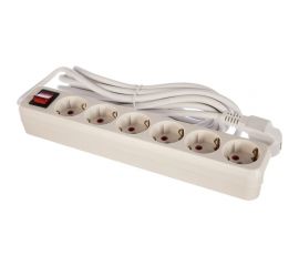 Удлинитель Lezard LILA, с заземлением, 6 входов, 5 метров, с выключателем 720-0605-602 