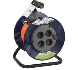 Силовой удлинитель ЭРА RPx-4s-2x0.75-20m на пластиковой катушке, без заземления, 4 гнезда, 20 м, ПВС 2х0.75, 2/36 Б0046841 