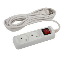 Удлинитель ЭРА U-2s-5m-2x1 без заземления, с выключателем, 2 гнезда, 5 метров, ПВС, 2х1мм2, 10А, 20/720 Б0044048 