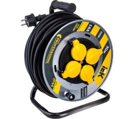 Катушка с термозащитой IEK ""Professional"" УК30 металлическая, 4 места, 2Р+PЕ/30м, КГ, 3х2,5мм2, IP44 WKP17-16-04-30-44 