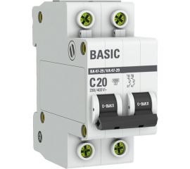 Автоматический выключатель EKF 2P 20А C 4,5кА ВА 47-29 Basic SQ mcb4729-2-20C 