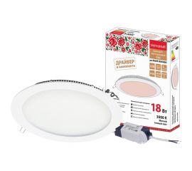 Светодиодный встраиваемый светильник TDM Даунлайт НАРОДНЫЙ СВО белый 18 Вт 3000К SQ0329-0096 