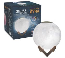 Настольный светильник Gauss NN004 3D Луна 1W 220-240V D13см белый 13см c увлажнителем воздуха LED 