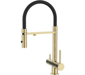 Смеситель для кухни IDDIS Ace с фильтром и гибким изливом, матовое золото ACEMGFFi05 