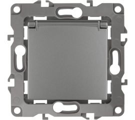 Розетка ЭРА 12-2103-12 2P E Schuko со шторками с крышкой, 16A-250В, IP20, 12, графит Б0019327 