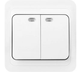 Выключатель Smartbuy 2-клавишный с индикатором 10А белый Марс SBE-02w-10-SW2-1 