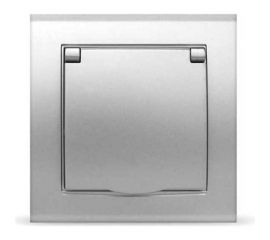 Розетка одноместная с крышкой UNIVersal Бриллиант с/з, с/у, 16А, 220В, серебро еврослот 7949896 