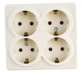Розетка ЭРА 11-2211-02 4х2P E Schuko со шторками, 16A-250В, IP20, ОУ, Эксперт, сл.кость Б0020710 