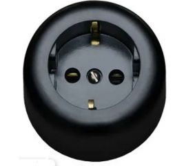 Электророзетка ООО Ливны-Электро РА 10-011 с заземляющим контактом, круглая, черная РА 1716 