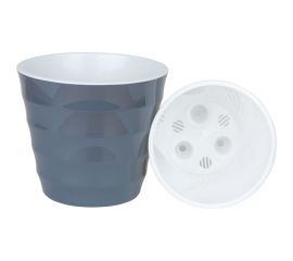 Пластиковый горшок с вкладкой liveingreen Лаура антрацит, диам. 14,5 см, высота 13 см, 1.4 л ЛР14-12 