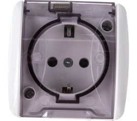 Розетка TDM 2П+3 открытой установки IP54 16А с прозрачной крышкой белая "Селигер" SQ1818-0007 