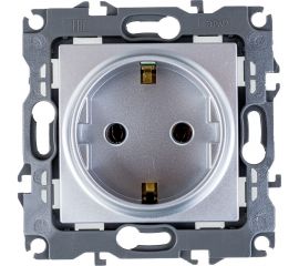 Розетка ЭРА 12-2001-03 2P E Schuko, 16A-250В, IP20, без м.лапок, 12, алюминий Б0014683 