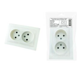 Двойная розетка TDM 2П 10А 250В белая ""Таймыр"" (пром. упак., бакелит. основание) SQ1814-0513 