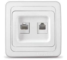 Комбинированная розетка UNIVersal Валери компьютерная+TF белая В0135 