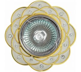 Встраиваемый светильник De Fran MR16 перламутровое серебро+золото со стразами, FT 193 PSG 