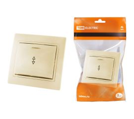 Проходной выключатель TDM Таймыр слоновая кость одноклавишный с подсветкой SQ1814-0108 