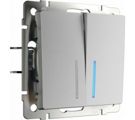 Выключатель WERKEL W1120106 двухклавишный с подсветкой серебряный a051506 