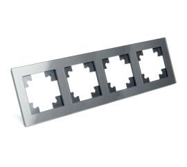 Горизонтальная 4-местная рамка STEKKER серия Катрин, стеклянная, GFR00-7004-06, графит 39542 