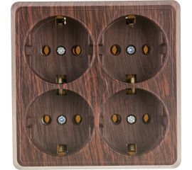 Четырехместная розетка TDM 2П+3 открытой установки IP20 16A бук Ладога SQ1801-0322 