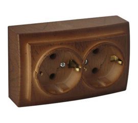 Розетка NILSON 2ОП з/к орех Themis wood 26271025 