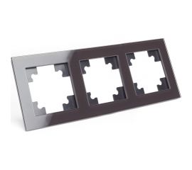 Горизонтальная 3-местная рамка STEKKER серия Катрин, стеклянная, GFR00-7003-04, шоколад 39537 