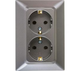 Розетка NE-AD 2-гнезда с заземлением, 16А, 250В, Aras, Графит, 93-121-85 