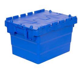 Ящик Sembol Plastik п/э 400x300x264 сплошной синий с крышкой 21815 