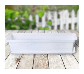 Балконный ящик Осколпласт с поддоном, белый 006-01 