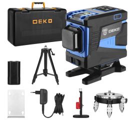 Лазерный самовыравнивающийся профессиональный уровень DEKO в кейсе LL12-HVR PREMIUM со штативом 1 м (12 линий) 065-0105-2 