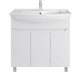 Комплект: Напольная тумба Sanstar Bianco 85, без ящиков, белая, мебельный умывальник Стиль 85 239.1-1.5.1.К 