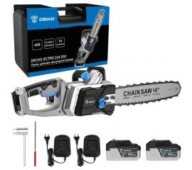 Цепная аккумуляторная пила DEKO dkchs 40 pro в кейсе, 2x20 в, 2x4.0 ач, 2 зарядных устройства 3638 063-4357 