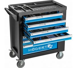Инструментальная тележка HOEGERT TECHNIK 7 ящиков, боковое отделение, 544 инструмента HT7G050 