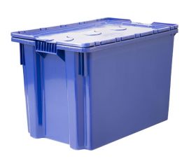 Ящик Тара.ру п/э 600х400х400, морозостойкий, сплошной, с крышкой, Safe PRO, синий 18440 
