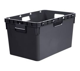 Ящик ООО Комус п/э, 600x400x340 мм, сплошной, стенки с отверст. для пакетов, цв. черный 1712040 