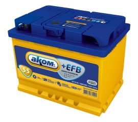Аккумуляторная батарея АКОМ + EFB 55Е Ah, 580 A, обратная полярность 4607034731038 