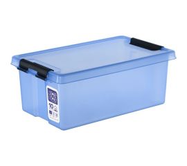 Ящик п/п Rox Box 400x225x150, 10 л, с крышкой, на клипсах, прозрачно-голубой 28554 