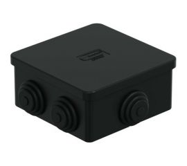 Распределительная коробка Экопласт JBS080 о/п 85x85x40, 6 выходов, IP44 цвет черный, подходит для монтаж. пистолета 44006BL-1 