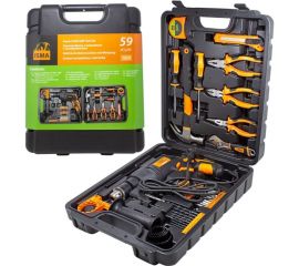 Набор инструментов с электрической дрелью ISMA 59 предметов, 220 В, 750 Вт, 0-2900 об/мин, в кейсе 1059(50734) 