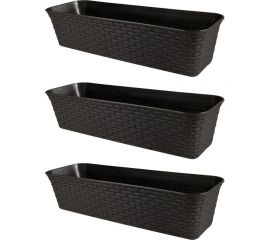 Балконный ящик Violet Ротанг 63 см, с дренажем, венге, 3 шт. N-Kahpo-3-35600-05 