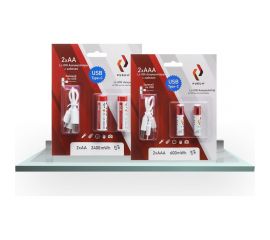Комплект аккумуляторов Рубин li-ion usb type c аа 1,5 в 2400mwh 2шт/уп + ааа 1,5в 600mwh 2шт/уп РЭ-2400-2-600-2 