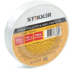 Изоляционная лента STEKKER intp01315-20 0,13x15 мм, 20 м, белая 39904 