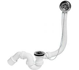 Слив-перелив McAlpine L368 х D34 мм, нержавеющая решетка, пробкой и цепочкой, выход D=40/50 мм MRB1 