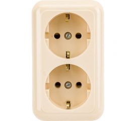 Розетка ООО Ливны-Электро РА 10-015 2-х местная с заземл.контактом, слоновая кость РА 1938 