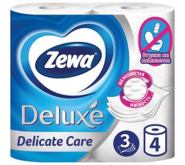 Бумага туалетная бытовая ZEWA Delux спайка 4 шт, 3-х слойная, белая 3228 126248 