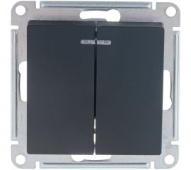 2-клавишный выключатель Schneider Electric ATLASDESIGN с подсветкой, 10АХ, КАРБОН ATN001053 