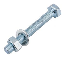 Болт Невский Крепеж DIN 933, с шестигранной головкой, оцинк., М8x60 + гайка + шайба 4 шт. 812724 