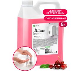 Жидкое мыло для мытья рук Grass Milana туалетное гипоаллергенное густое мягкое пенное черешня 5 л 126405 