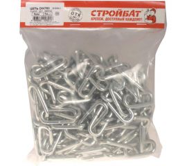 Цепь Стройбат DIN 763, длинное звено, 5 мм, белый цинк, 5 м 261660 