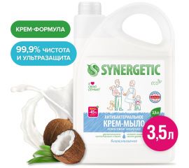 Жидкое антибактериальное крем-мыло SYNERGETIC Кокосовое молочко 3.5 л 105204 